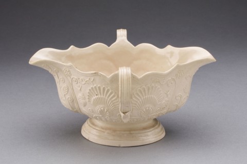 Sauceboat, 1750/59, Staffordshire, England, Staffordshire, Salt-glazed stoneware, 8.6 x 14.3 x 17.5