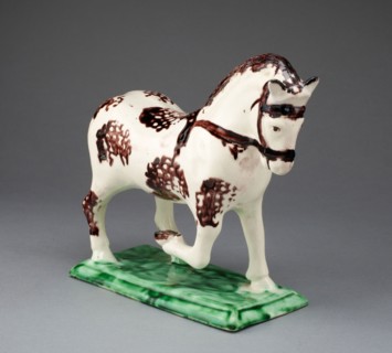 Horse, c. 1765, Staffordshire, England, Staffordshire, Lead-glazed earthenware (creamware), 18.6 x