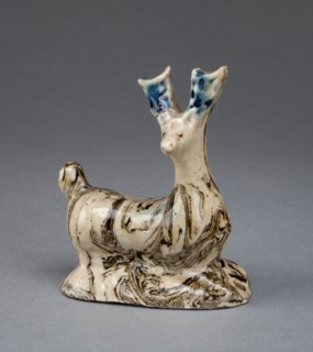 Stag, c. 1750, Staffordshire, England, Staffordshire, Lead-glazed earthenware (agateware), 8.9 x 7