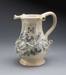 Puzzle Jug, c. 1765, Staffordshire, England, Staffordshire, Salt-glazed stoneware, 15.4 x 14 x 10.5