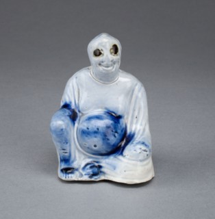 Seated Buddha, 1750/65, Staffordshire, England, Staffordshire, Salt-glazed stoneware, cobalt blue