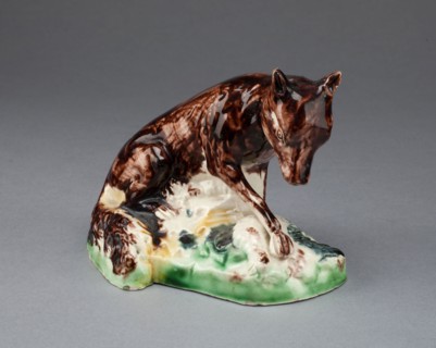 Fox, c. 1780, Staffordshire, England, Staffordshire, Lead-glazed earthenware (creamware), 9.5 x 11