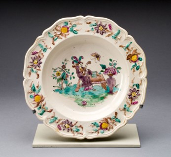 Soup Bowl, c. 1760, Staffordshire, England, Staffordshire, Salt-glazed stoneware, polychrome