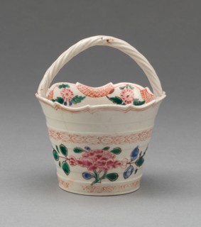 Basket, 1750/65, Staffordshire, England, Staffordshire, Salt-glazed stoneware, polychrome enamels,