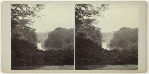Untitled (Fountains Abbey Surprise View), 1860s, Fountains Abbey, Albumen print, stereo, 8 × 7.7 cm