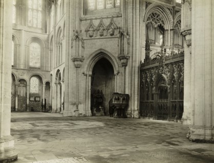 Ely Cathedral: Octagon from South Transept Chairs & Benches Removed, 1899, Frederick H. Evans,