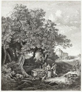 Grotta Ferrata, 1832, Adrian Ludwig Richter, German, 1803-1884, Germany, Etching with engraving in