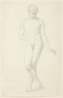 Study of a Standing Nude Youth, 1820, Julius Schnorr von Carolsfeld, German, 1794-1872, Germany,