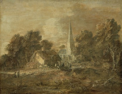 Wooded Landscape with Village Scene, early 1770s  (not later than 1772), Thomas Gainsborough,