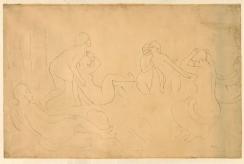 Bathers in a Forest, 1895/97, Pierre Auguste Renoir, French, 1841–1919, France, Graphite on tan