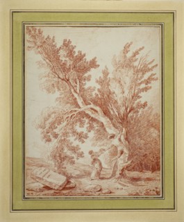The Nest Robber, 1780s, Hubert Robert, French, 1733-1808, France, Red chalk, with touches of orange
