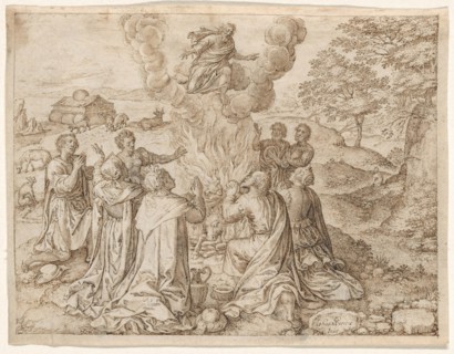 Noah’s Sacrifice, plate IX from The Creation and Early History of Man, 1606, Jan Wierix, Flemish,