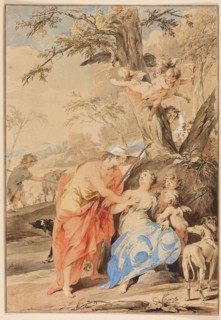 Jupiter and Mnemosyne, 1733, Jacob de Wit, Flemish, 1695-1754, Flanders, Pen and brown and black