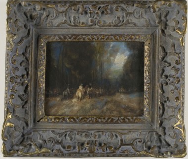 Riders on Horseback in Woods, 18th century, Unknown Artist, French, 18th century, France, Pastel,