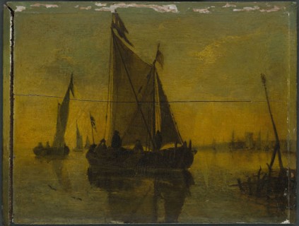 Boats in an Estuary, 17th century, Style of Aelbert Cuyp, Dutch, 1620-1691, Holland, Oil on panel,