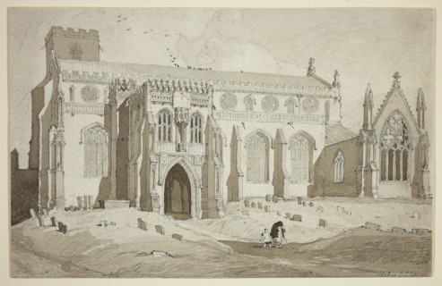 Cley Church, Norfolk, 1818, John Sell Cotman, English, 1782-1842, England, Graphite and gray wash