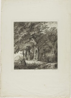 Nymph Hiding in a Tree, plate eight from Paysages Dédiés à M. Warelet, 1764, Salomon Gessner,