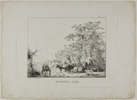 The Milkmaid on the Path, n.d., Sebastian Habenschaden, German, 1813-1868, Germany, Etching on