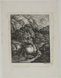 Wooded Mountain Landscape with a Small Waterfall and Pathway, 1805, Franz Joseph Leopold, German,