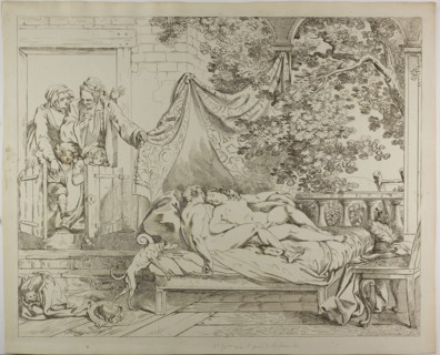 The Lovers, 1799, Johann Heinrich Ramberg, German, 1763-1840, Germany, Pen lithograph in brown on