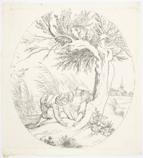 Unobserved Man Spying on Reclining Lovers, 1795, Johann Heinrich Ramberg, German, 1763-1840,