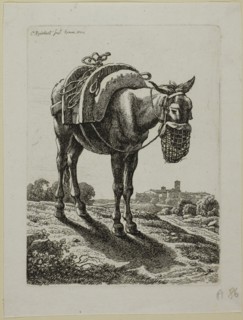Feeding Mule, Front, from Die Zweite Thierfolge, 1800, Johann Christian Reinhart, German,