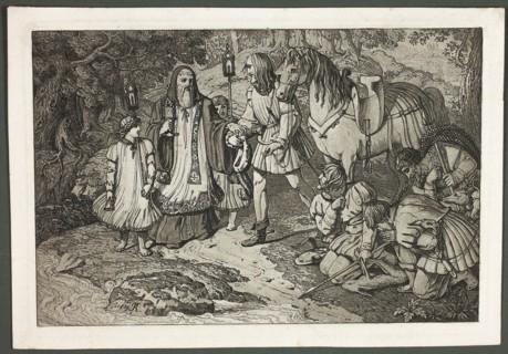 Rudolph of Habsburg and the Priest, 1809, Karl Russ, German, 1799-1843, Germany, Etching and