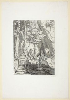 A Musician with a Hermit, n.d., Moritz von Schwind, Austrian, 1804-1871, Austria, Etching on paper,