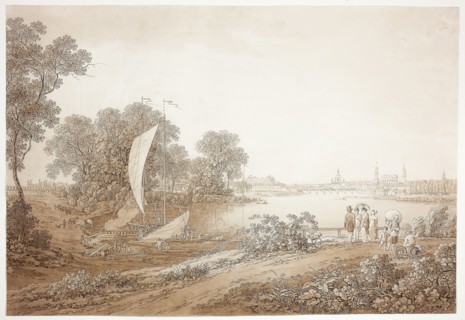 View of Dresden from Pieschen, c. 1805, Adrian Zingg, Swiss, 1734-1816, Switzerland, Brush and