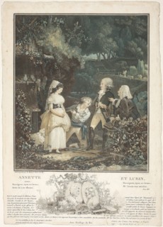 Annette and Lubin, 1789, Philibert Louis Debucourt, French, 1755-1832, France, Etching and aquatint