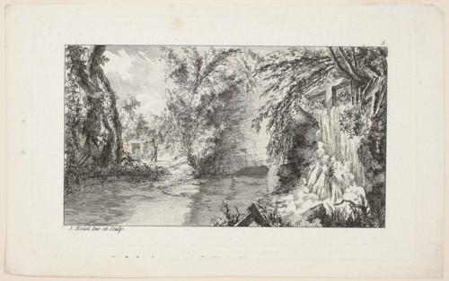 Landscape with a Walker and a Cascade, plate 5 from the second suite Livre de paysages (Book of