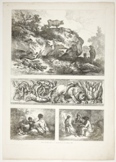 Plate Nine of 38 from Oeuvres de J. B. Huet, 1796–99, Jean Baptiste Huet, French, 1745-1811,