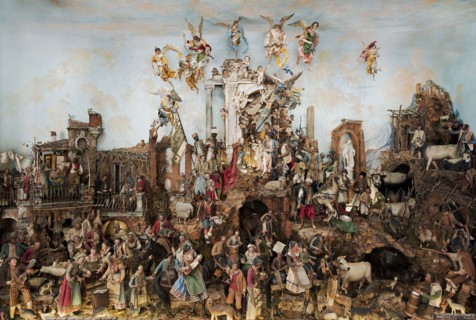 Crèche, mid–18th century, Naples, Italy, Naples, Figures: Polychromed terracotta heads with painted
