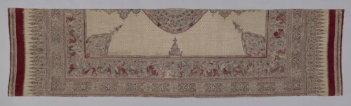 Painted cotton with medallion and figures, 15th century, India, Deccan, India, cotton, plain weave,