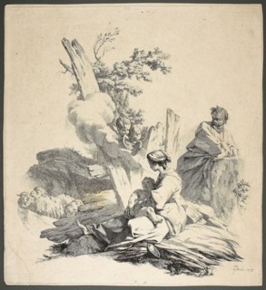 Holy Family with Angels, n.d., Jean Baptiste Marie Pierre, French, 1713-1789, France, Etching on