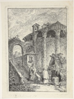 Ancient Temple, plate five from Les Soirées de Rome, 1764, Hubert Robert, French, 1733-1808,