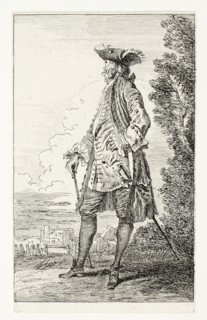 Gentleman, Side View with Hat, n.d., Jean Antoine Watteau, French, 1684-1721, France, Etching on