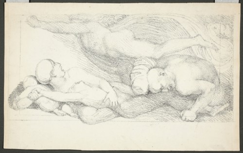 Figures, c. 1817, John Flaxman, English, 1755-1826, England, Lithograph on ivory wove paper, 285 ×