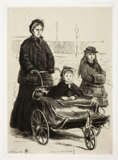 Going to the Park, 1872, Sir John Everett Millais, English, 1829-1896, England, Etching on cream
