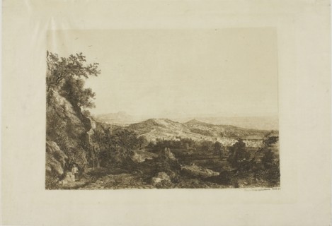 View of Ariccia, 1853, George Loring Brown, American, 1814-1889, United States, Etching on cream