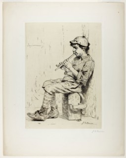 Boy Playing a Flute, c. 1860, John George Brown, American, born England, 1831–1913, United States,