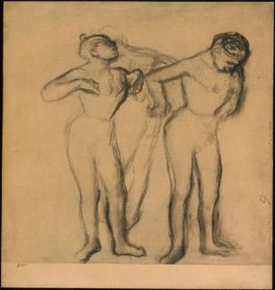 Three Dancers, 1895/1900, Edgar Degas, French, 1834-1917, France, Charcoal and wetted charcoal,