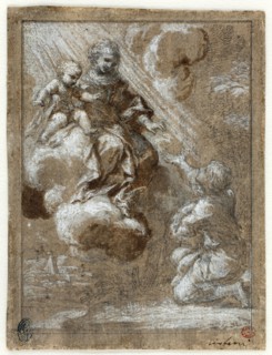 The Madonna and Child in Glory Appearing to a Kneeling Young Man, 1655/59, Ciro Ferri, Italian,