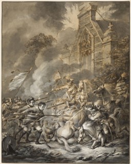 A Skirmish Between the Cavalry Officers and Footsoldiers with Bayonets, 1781, Dirk Langendijk,