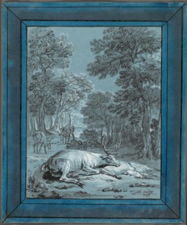 The Sick Stag, 1733, Jean-Baptiste Oudry, French, 1686-1755, France, Brush and black and gray ink