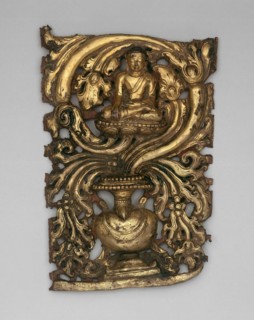 Transcendent Buddha Akshobhya and Vessel Overflowing with Foliage (Purnagata), 15th/16th century,