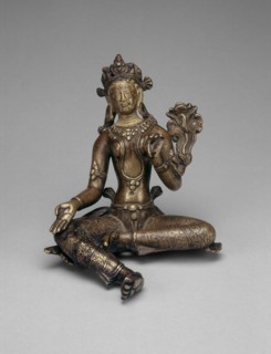Goddess Green Tara Seated with Hand in Gesture of Gift Giving (Varadamudra), 16th century, Nepal,