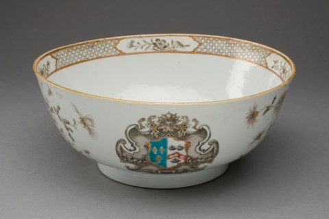 Punch Bowl with the arms of Smith impaling Horne, c. 1740, China, Jingdezhen, Hard-paste porcelain