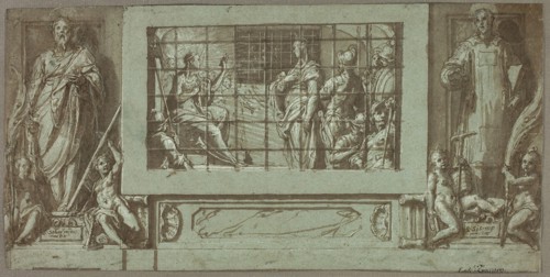 Saint Catherine in Prison Converting the Empress Faustina to Christianity, Flanked by Saints