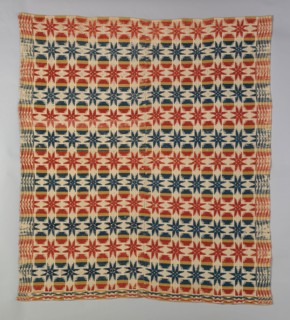 Coverlet, 1820/40, United States, Probably Pennsylvania, Pennsylvania, Cotton and wool, plain weave